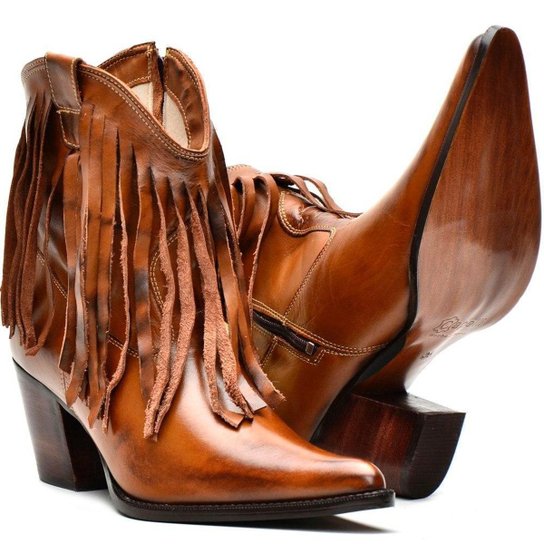 Bota Texana em Couro Country Capelli Boots Feminina - Marrom