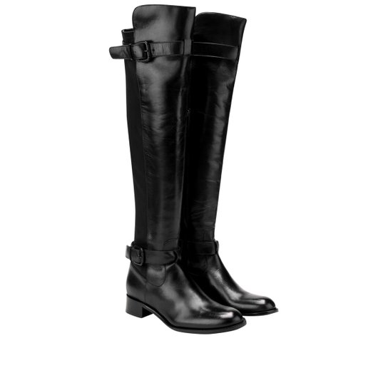 Bota Toni Salloum Over Knee Cano Neoprene Fivelas - Preto
