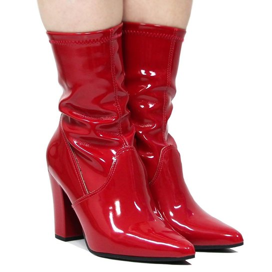 Bota Via Marte Verniz Feminina - Vermelho