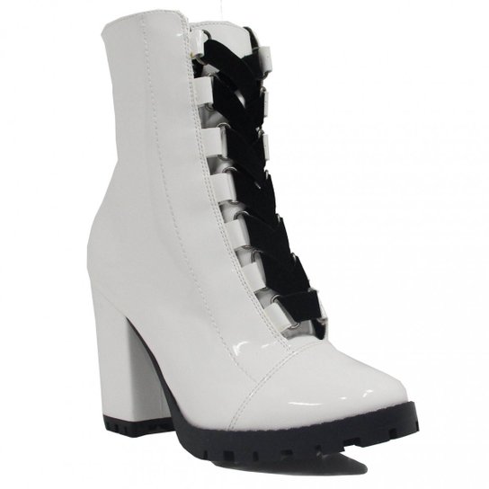 Bota Zariff Shoes Ankle Boot Salto Feminino - Branco