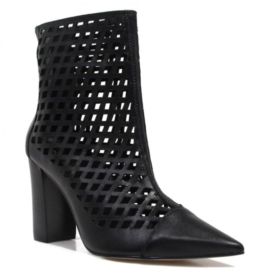 Bota Zariff Shoes Ankle Boot Vazado Feminina - Preto