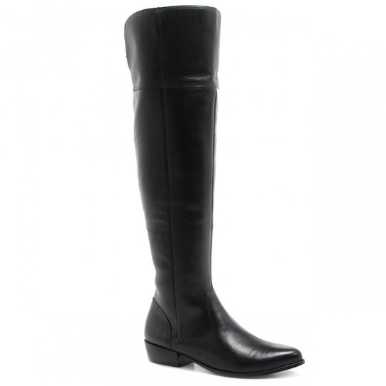 Bota Zariff Shoes Over The Knee Zíper Feminina - Preto