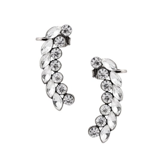Brinco Amaro Feminine Foliage - Prata+Branco
