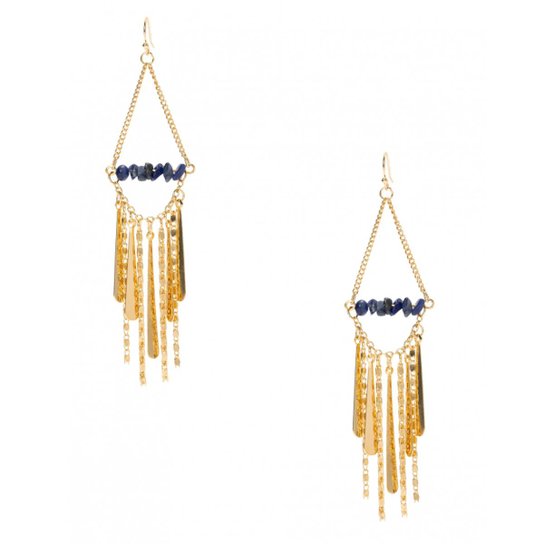 Brinco Amaro Metal Fringes Feminino - Dourado