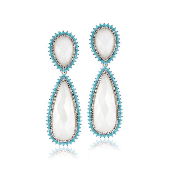 Brinco Giullia Ferraz Store Gota Feminino - Azul+Branco