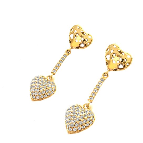Brinco Pratamil Coração de Ouro com Zircônia - Ouro