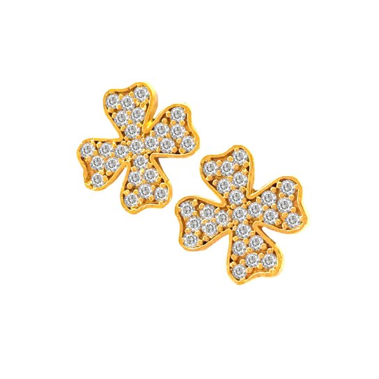 Brinco Pratamil Trevo de Ouro com Zircônia - Ouro