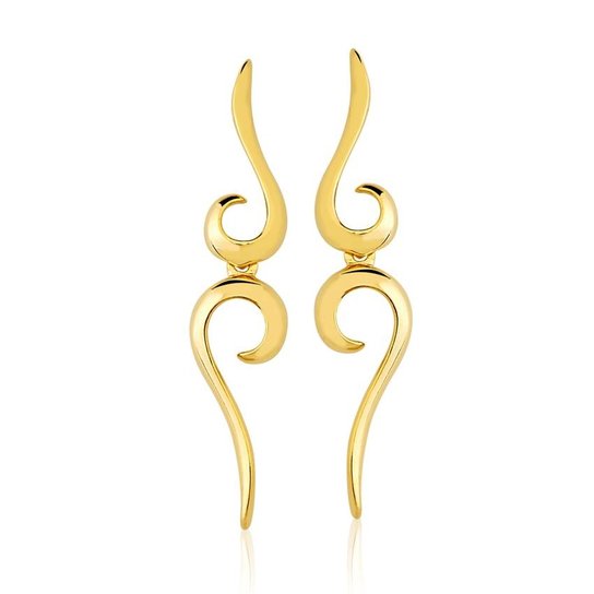 Brinco Toque De Joia Liso Dupla Volta - Dourado