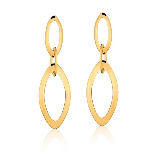 Brinco Toque De Joia Três Navetes Cascata Liso - Dourado