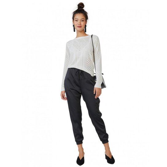 Calça Amaro Slim Com Elástico Feminina - Preto