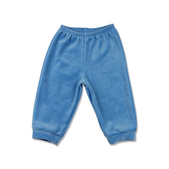 Calça Bebê Plush Liso Sem Pezinho Ano Zero - Azul