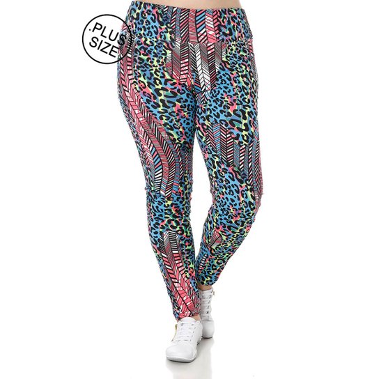 Calça Cartextil Legging Plus Size Feminina - Azul