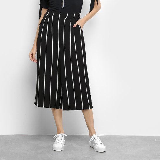 Calça Facinelli Pantacourt Listrada Feminina - Preto