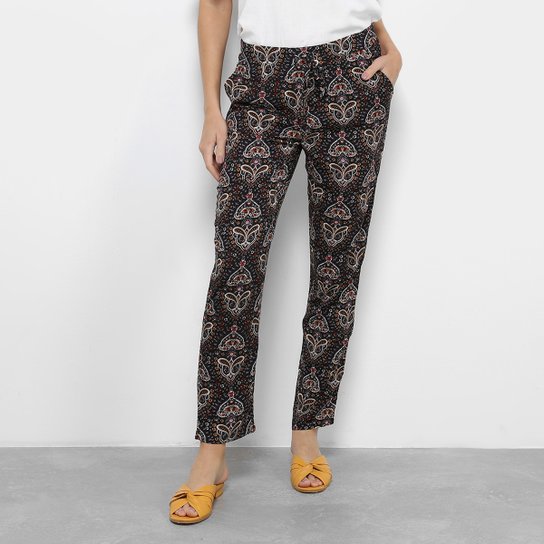 Calça Fiya Lady Estampada Feminina - Preto