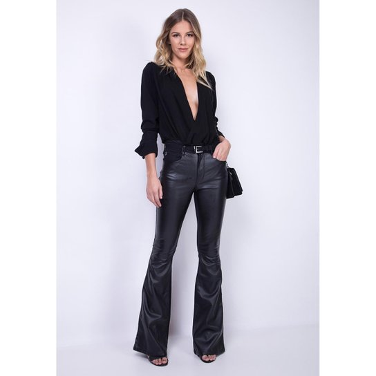 Calça Flare Atena Lança Perfume Feminina - Preto