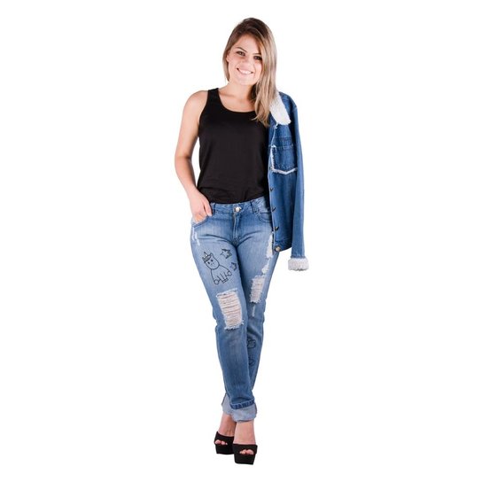 Calça Jeans Banna Hanna Confort Customização Jeans - Jeans