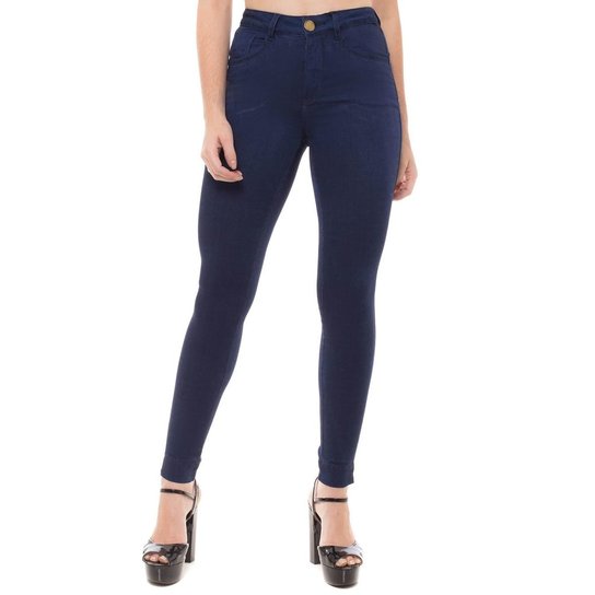 Calça Jeans Cigarrete Mid Rise Skinny Denúncia - Marinho