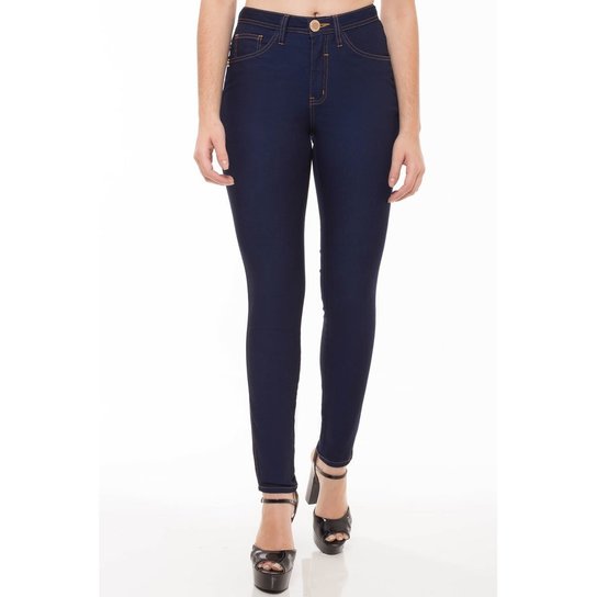 Calça Jeans Cigarrete Mid Rise Skinny Eventual Feminina - Azul