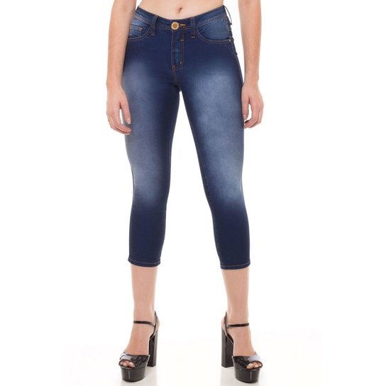 Calça Jeans Cigarrete Skinny Low Eventual Azul 34 - Azul Escuro