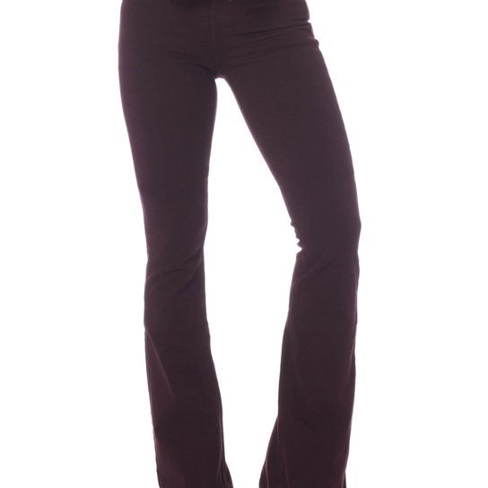 Calça Jeans Denim Zero Color Flare Média Feminina - Vinho