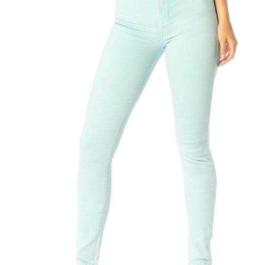 Calça Jeans Denim Zero Skinny Cintura Alta - Verde água