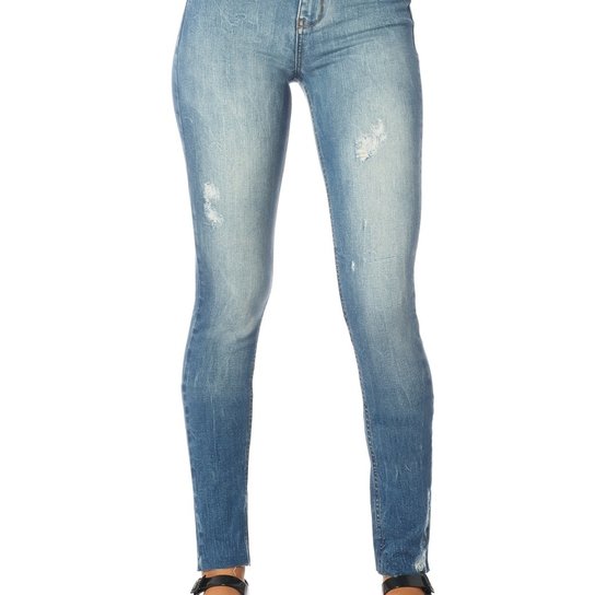 Calça Jeans Denim Zero Skinny Média Barra Diferenciada-DZ2540 - Jeans