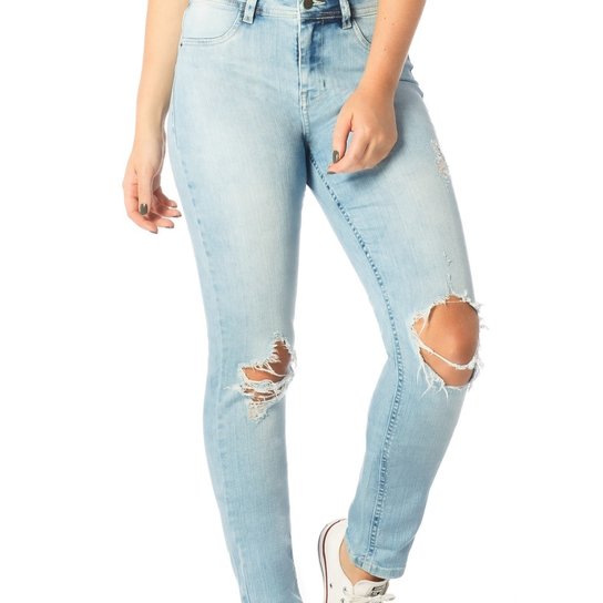 Calça Jeans Denim Zero Skinny Média Detonada-DZ2543 - Jeans