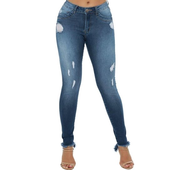 Calça Jeans Denuncia Mid Rise Skinny Feminina - Azul