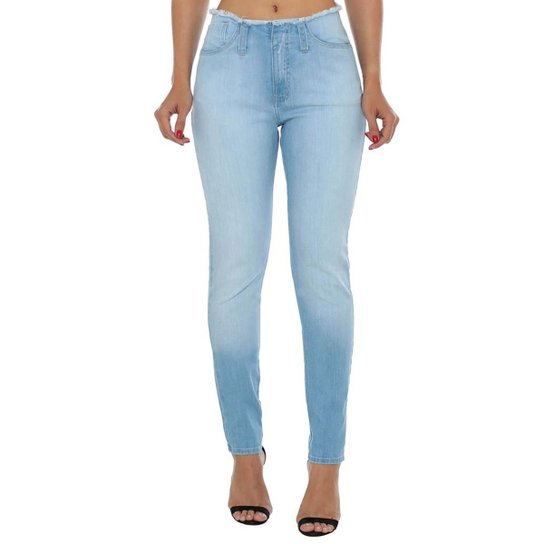 Calça Jeans Eventual Mid Rise Skinny Feminina - Azul