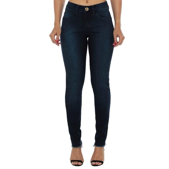 Calça Jeans Eventual Mid Rise Skinny Feminina - Azul