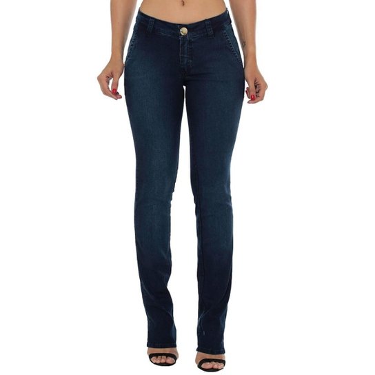 Calça Jeans Eventual Mid Rise Slim Feminina - Azul
