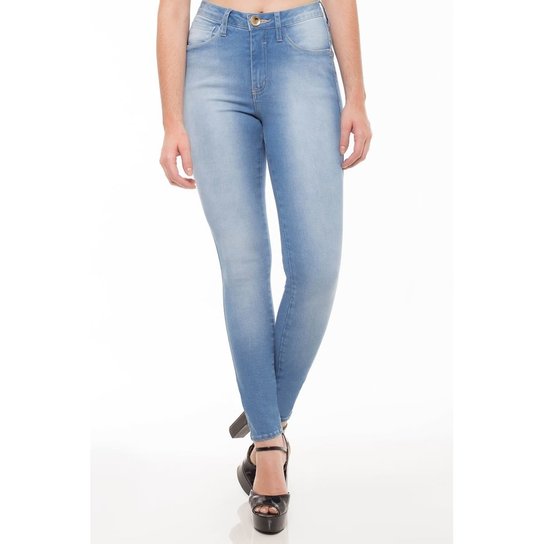 Calça Jeans Mid Rise Skinny Eventual Feminina - Azul