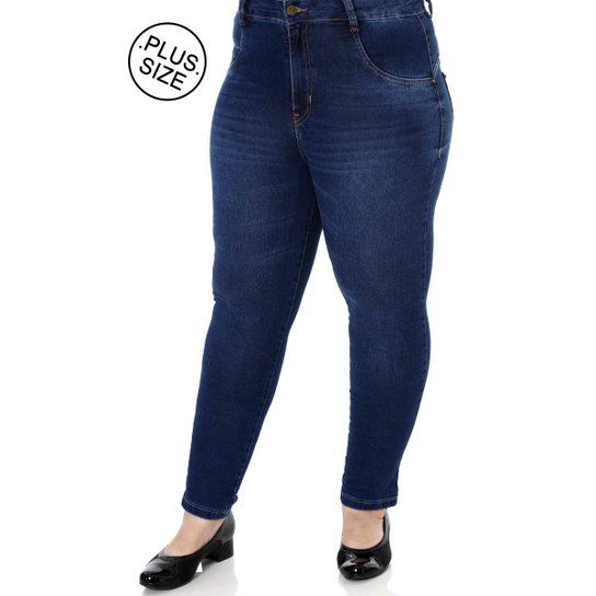Calça Jeans Plus Size Amuage Skinny Feminina - Azul