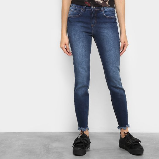 Calça Jeans Skinny Colcci Base Cory Barra Desfiada Cintura Alta Feminina - Jeans