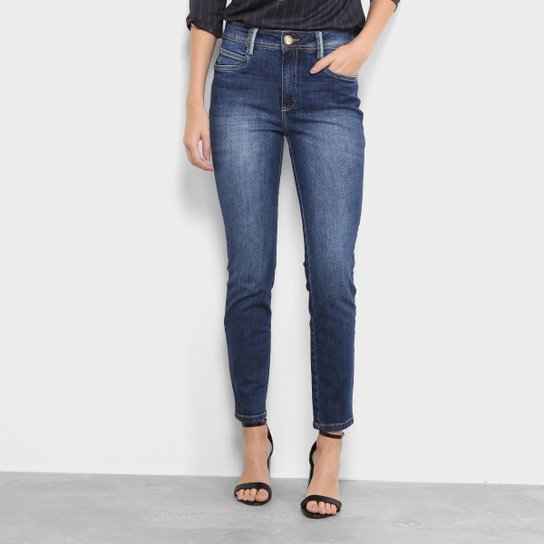 Calça Jeans Skinny Lança Perfume Lavagem Média Estonada Feminina - Jeans