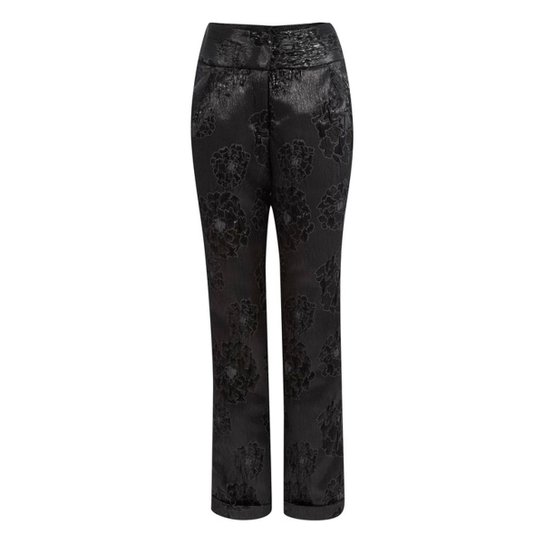 Calça Kika Simonsen Longa Jacquard Feminina - Preto