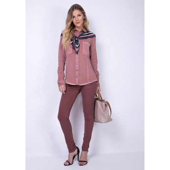 Calça Lança Perfume Skinny Low Vênus - Marrom