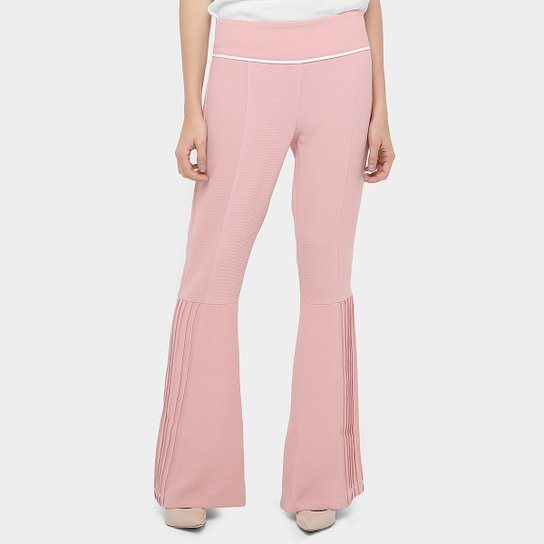 Calça MOB Flare Cós Recortes - Rosa