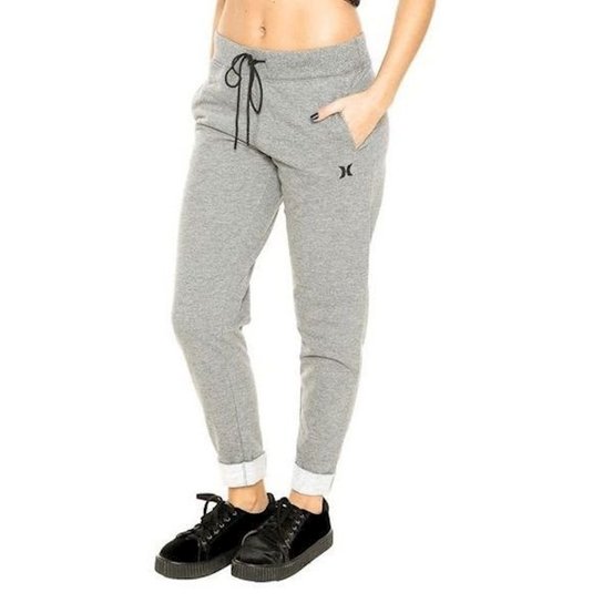 Calça Moletom Cropped Oneonly Hurley Feminina - Cinza