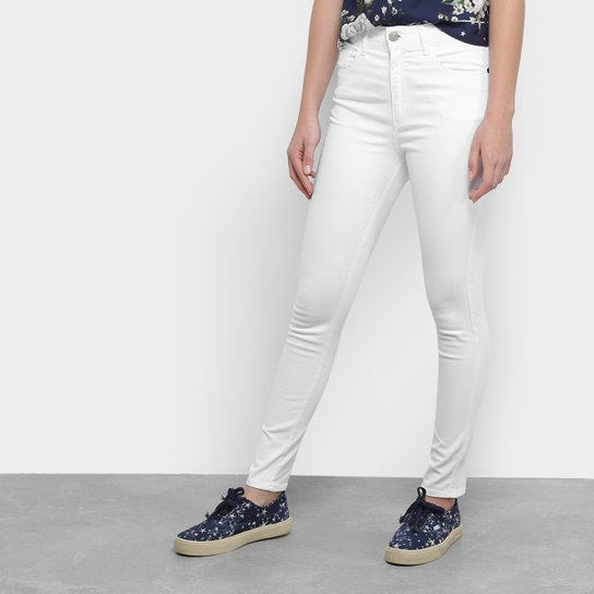 Calça Skinny Farm Sarja Cintura Média Feminina - Branco