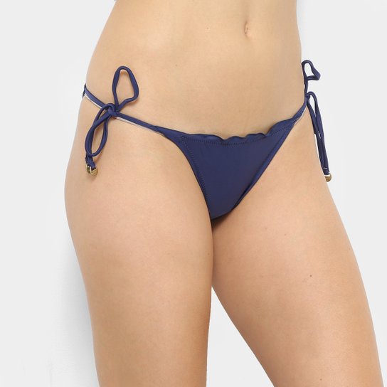 Calcinha de Biquíni Água Doce Tanga Amarração Básica - Marinho