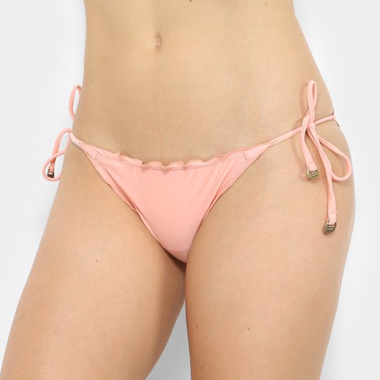 Calcinha de Biquíni Água Doce Tanga Amarração Básica - Rosa Claro