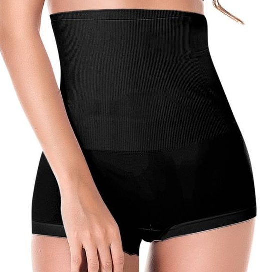 Calcinha Modeladora Boxer Alta Sem Costura - Preto