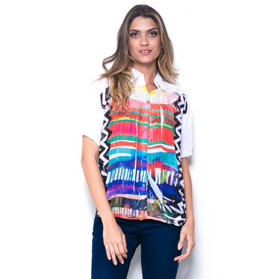 Camisa 101 Resort Wear - Branco+Vermelho