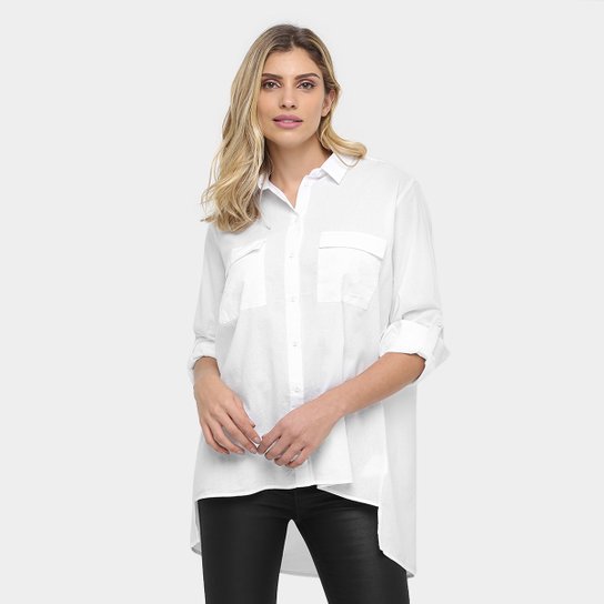 Camisa Calvin Klein Maxi Manga Longa - Branco