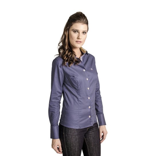 CAMISA CARLOS BRUSMAN FEMININA SLIM RETA POÁ - Marinho