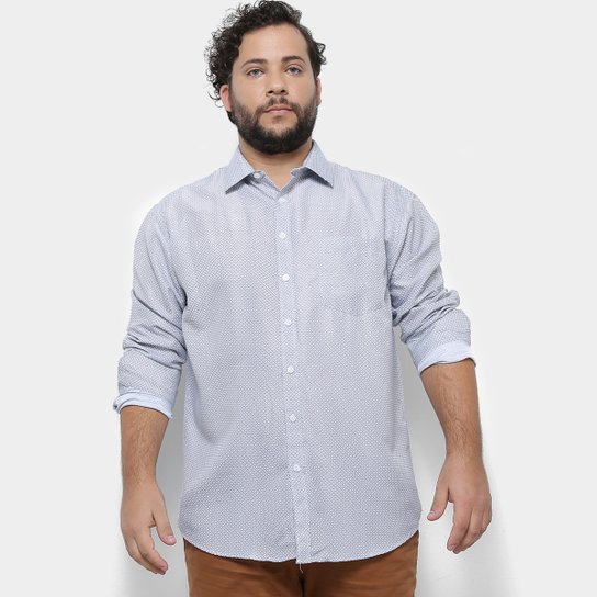 Camisa Delkor Manga Longa Plus Size Masculina - Branco