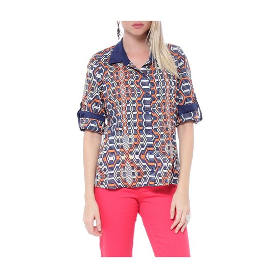 Camisa Estampada - Moché - Laranja