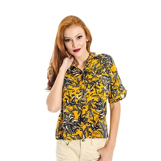 Camisa Floral Cantão - Amarelo