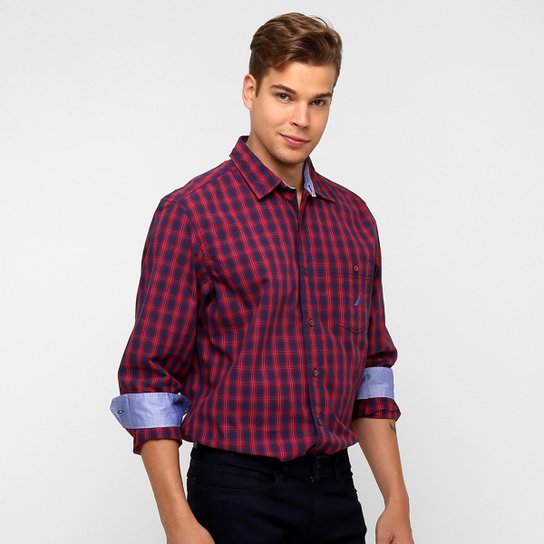 Camisa Nautica Xadrez - Marinho+Vermelho